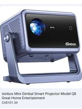 ​iSinbox Q8 Mini Projector 1080P Full HD Smart Gimbal 180° Rotatable NIB